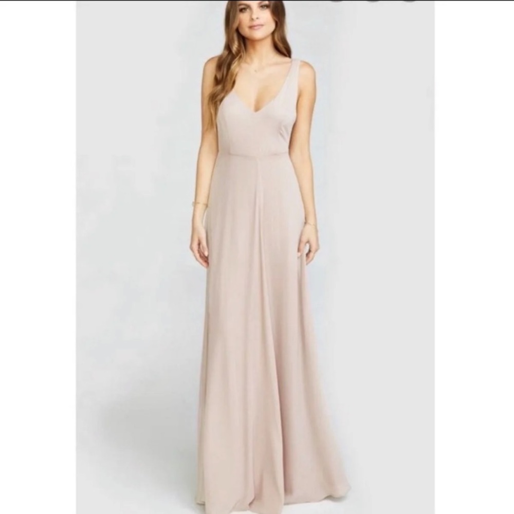 Show Me Your MuMu Jen Maxi Dress Soft Beige Pink Bridesmaid Dress Size Small